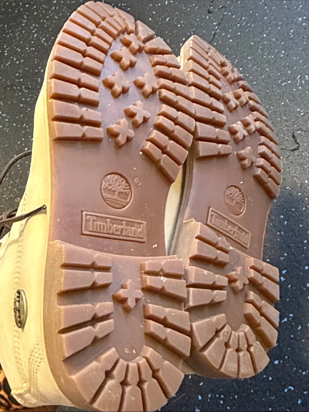 Timberland Tan Lace-Up Boots with Leopard-Print Collar